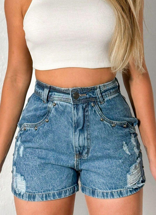 Short Jeans Feminino Cintura Alta