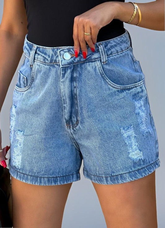 Short Jeans Feminino Com Bolso Destroyed