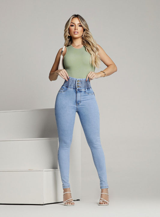 Calça Jeans Modeladora Feminina Cintura Alta Clara