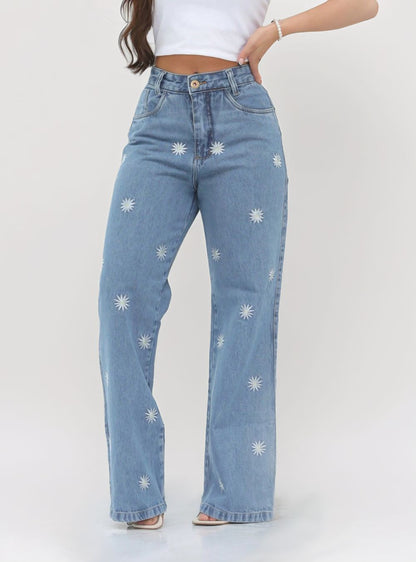 Calça Jeans Pantalona Wide Leg Cintura Alta