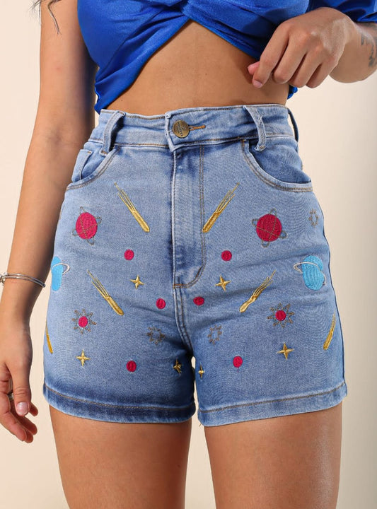 Short Mom com Bordado Universo